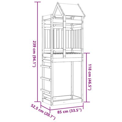 vidaXL Lektorn 85x52,5x239 cm impregnerad furu