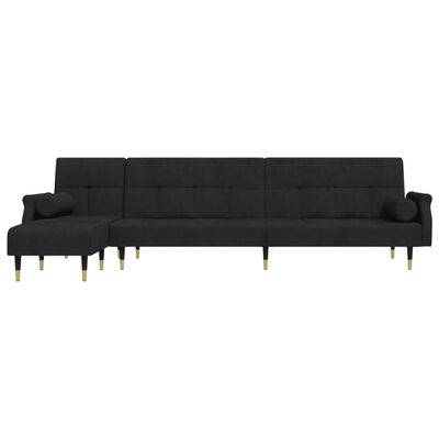 vidaXL L-formad soffa svart 271x140x70 cm sammet