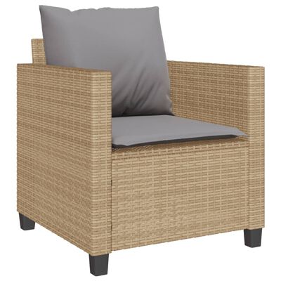 vidaXL Bistrogrupp med dynor 3 delar beige konstrotting