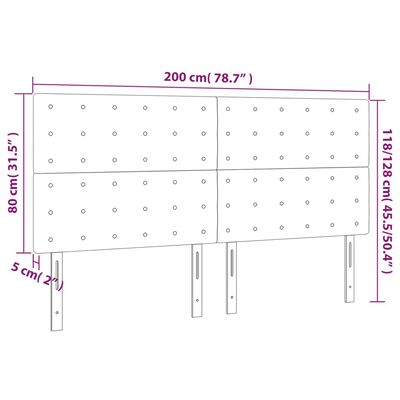 vidaXL Sänggavel LED svart 200x5x118/128 cm sammet