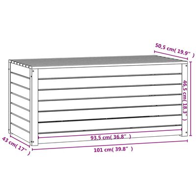 vidaXL Dynbox vit 101x50,5x46,5 cm massiv furu