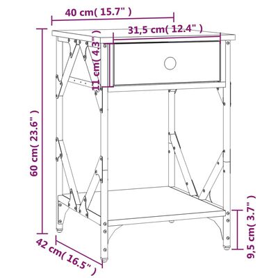 vidaXL Sängbord sonoma-ek 40x42x60 cm konstruerat trä