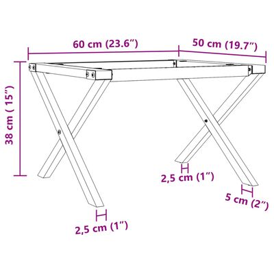 vidaXL Bordsben för soffbord X-ram 60x50x38 cm gjutjärn