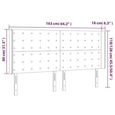 vidaXL Sänggavel med kanter svart 163x16x118/128 cm konstläder