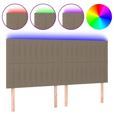 vidaXL Sänggavel LED taupe 160x5x118/128 cm tyg