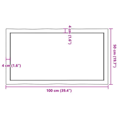 vidaXL Bordsskiva ljusbrun 100x50x(2-4) cm massivt trä levande kant