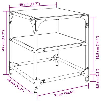 vidaXL Soffbord med svart glasskiva 2 st 40x40x45 cm stål