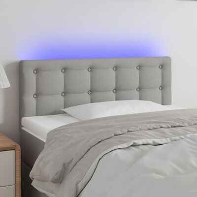 vidaXL Sänggavel LED ljusgrå 100x5x78/88 cm tyg