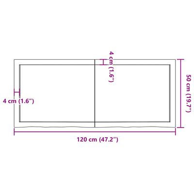 vidaXL Bordsskiva 120x50x(2-6) cm obehandlad massiv ek