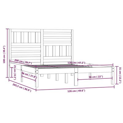 vidaXL Sängram massiv furu 120x200 cm