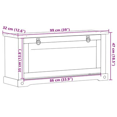 vidaXL Skoskåp Corona 99x32x47 cm massiv furu