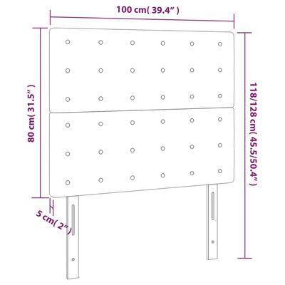 vidaXL Sänggavel LED ljusgrå 100x5x118/128 cm sammet