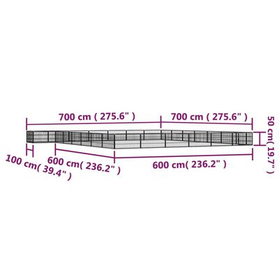 vidaXL Hundbur 28 paneler svart 100x50 cm pulverlackerat stål