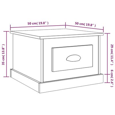 vidaXL Soffbord brun ek 50x50x35 cm konstruerat trä