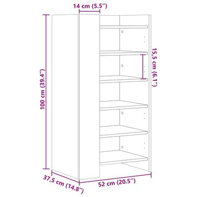 vidaXL Skoskåp svart 52x37,5x100 cm konstruerat trä