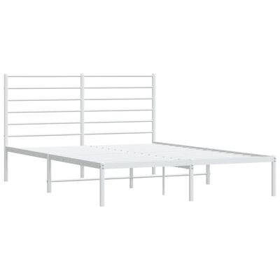 vidaXL Sängram med huvudgavel metall vit 120x190 cm