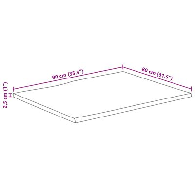 vidaXL Bordsskiva 90x80x2,5 cm levande kant massivt grovt mangoträ