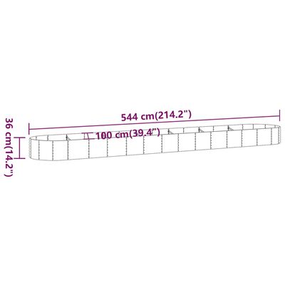 vidaXL Odlingslåda pulverlackerat stål 544x100x36 cm brun