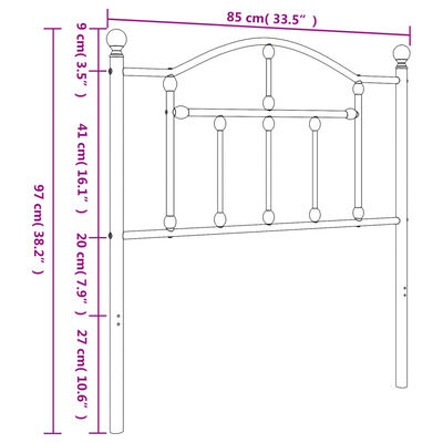 vidaXL Huvudgavel metall vit 80 cm