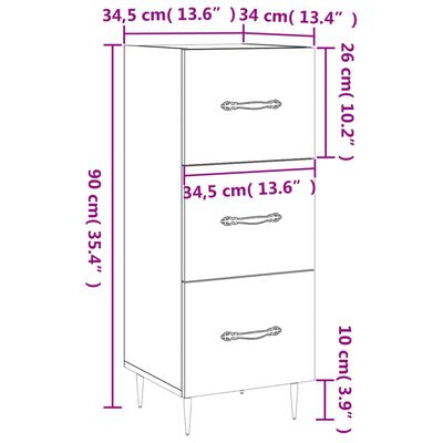 vidaXL Skänk rökfärgad ek 34,5x34x90 cm konstruerat trä