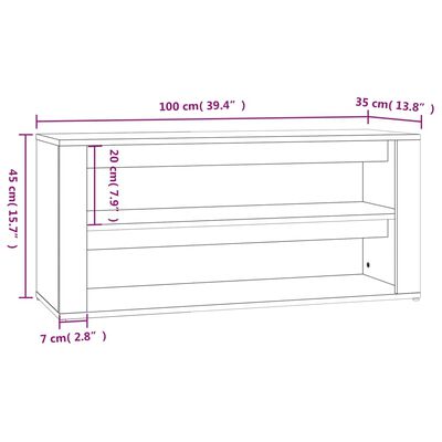 vidaXL Skohylla rökfärgad Brun ek 100x35x45 cm konstruerat trä