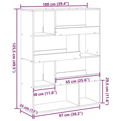 vidaXL Rumsavdelare vit 100x33x125,5 cm konstruerat trä