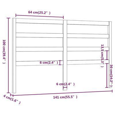 vidaXL Sänggavel 141x4x100 cm massiv furu