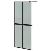 vidaXL Duschvägg med hylla svart 80x195 cm ESG-glas&aluminium