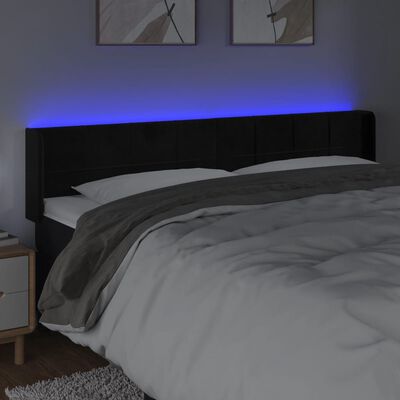 vidaXL Sänggavel LED svart 183x16x78/88 cm sammet