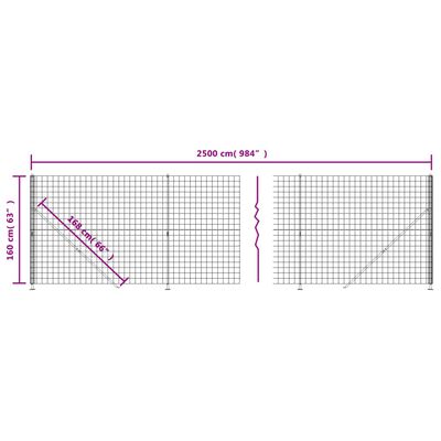 vidaXL Stängsel med stolpsko antracit 1,6x25 m