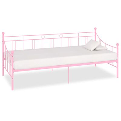 vidaXL Ram till dagbädd rosa metall 90x200 cm