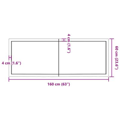 vidaXL Vägghylla mörkbrun 160x60x(2-6) cm behandlad massiv ek