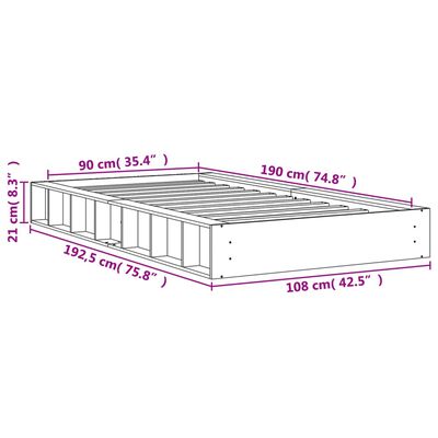 vidaXL Sängram utan madrass vaxad brun 90x190 cm massiv furu