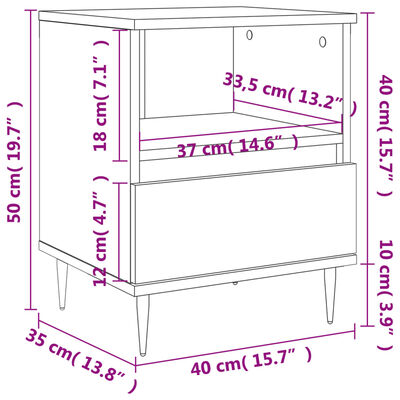 vidaXL Sängbord 2 st vit högglans 40x35x50 cm konstruerat trä