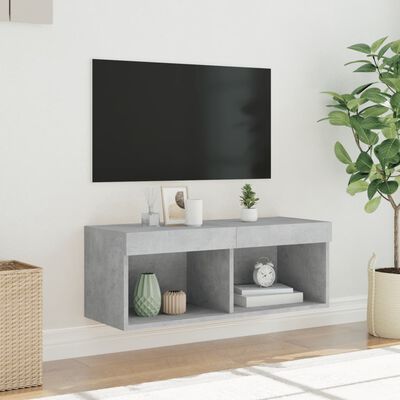 vidaXL Tv-bänk med LED-belysning betonggrå 80x30x30 cm