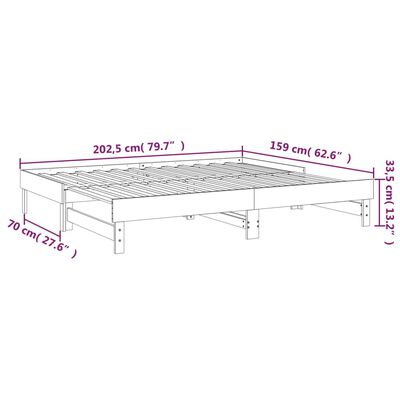 vidaXL Utdragbar dagbädd honungsbrun 2x(80x200) cm massiv furu