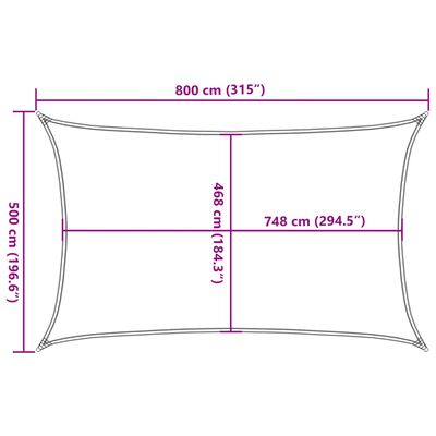 vidaXL Solsegel sandfärgat 8x5 m 100% polyesteroxford