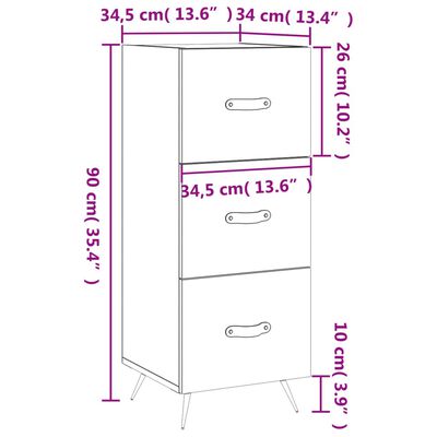 vidaXL Skåp betonggrå 34,5x34x90 cm konstruerat trä