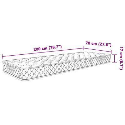 vidaXL Memoryskummadrass vit 70x200x17 cm