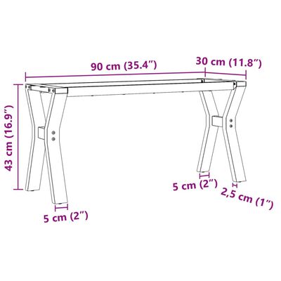 vidaXL Bordsben för soffbord Y-ram 90x30x43 cm gjutjärn