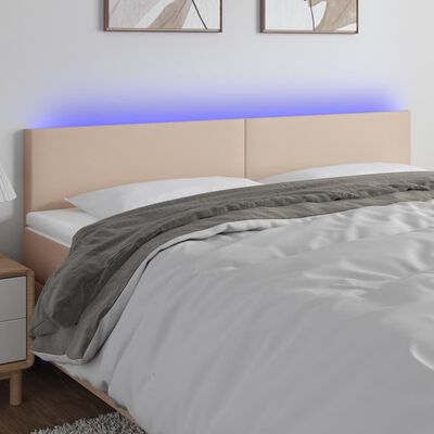 vidaXL Sänggavel LED cappuccino 180x5x78/88 cm konstläder