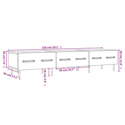 vidaXL Tv-bänk rökfärgad ek 150x36x30 cm konstruerat trä