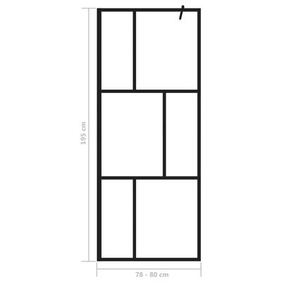 vidaXL Duschvägg till duschkabin härdat glas svart 80x195 cm