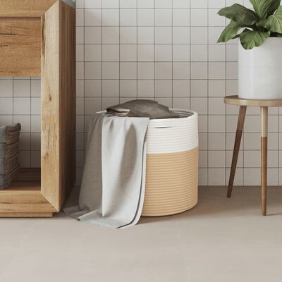 vidaXL Förvaringskorg beige och vit Ø40x35 cm bomull