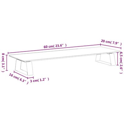 vidaXL Skärmställ vit 60x20x8 cm härdat glas och metall