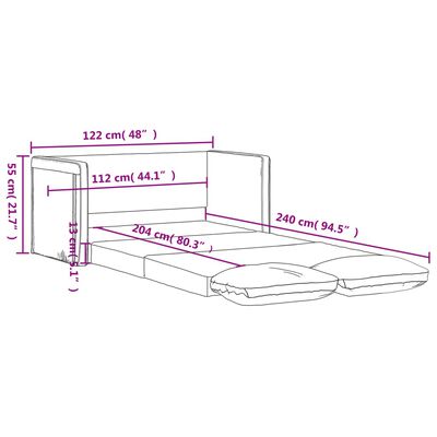 vidaXL Golvbäddsoffa 2-i-1 mörkgrå 122x204x55 cm sammet