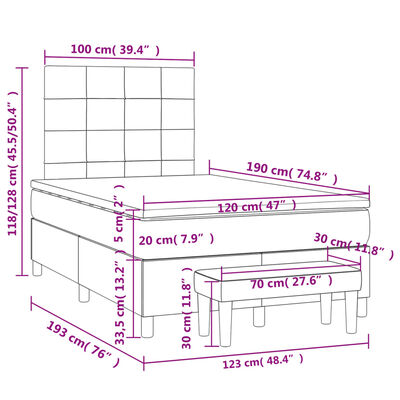 vidaXL Ramsäng med madrass mörkgrå 120x190 cm sammet