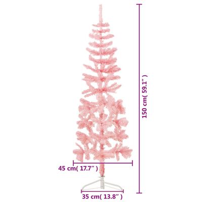 vidaXL Smal halv plastgran med stativ rosa 150 cm