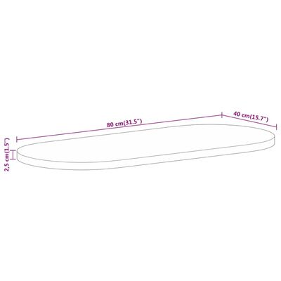 vidaXL Bordsskiva 80x40x2,5 cm oval massivt mangoträ