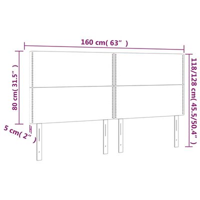 vidaXL Sänggavel LED ljusgrå 160x5x118/128 cm sammet